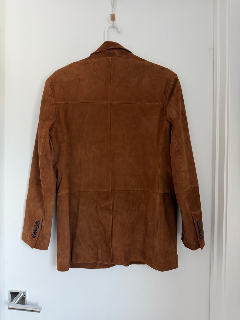 Mango Medium Relaxed Fit Suede Blazer in Vintage Brown - Picture 10 of 16